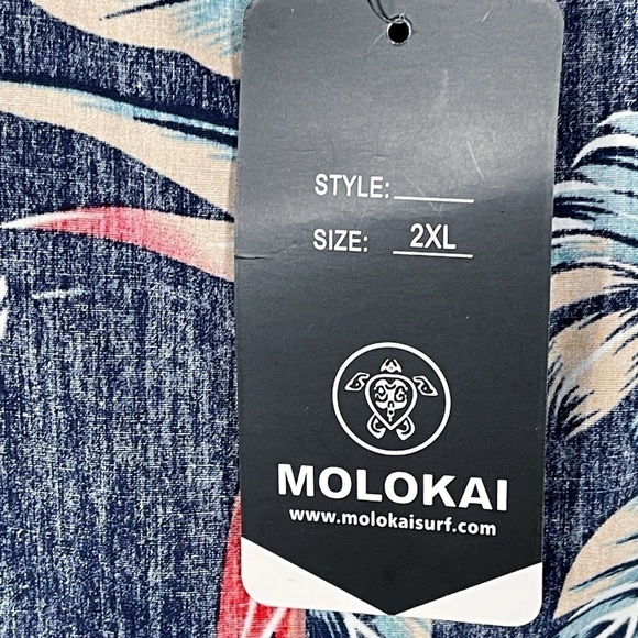 Molokai Surf Co Reverse Print Tropical Multicolored Short Sleeve Shirt 2XL - Picture 14 of 15